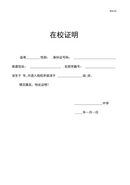 高中学生在校证明