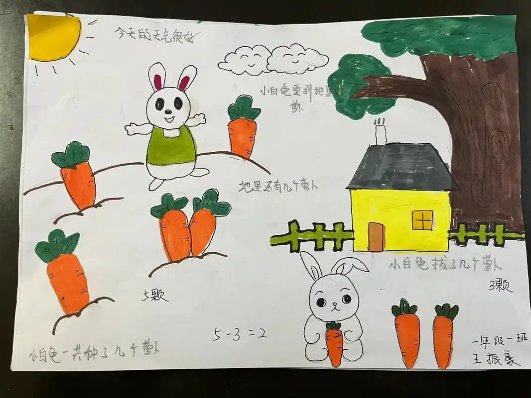 一年级上数学故事小报 创新型作业 班级孩子们画的真的不错91