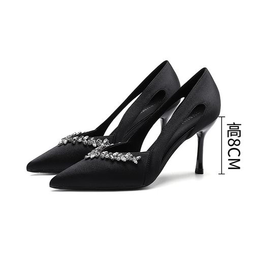 sagiv卡迪高法式镂空高跟鞋网红软底水钻绒面女单鞋尖头细跟中空凉鞋