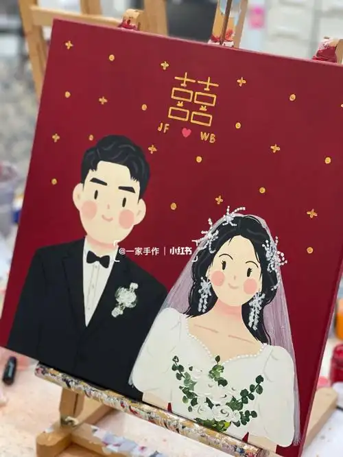 结婚礼物  #新婚礼物#手绘  #丙烯画  #周年礼物  #领证  #备婚