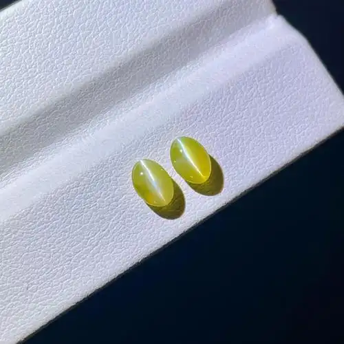 天然无烧蜜糖色金绿猫眼石配对