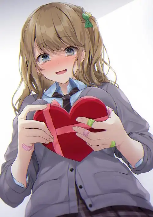 情人节的动漫少女,少女的巧克力你会选择收下吗