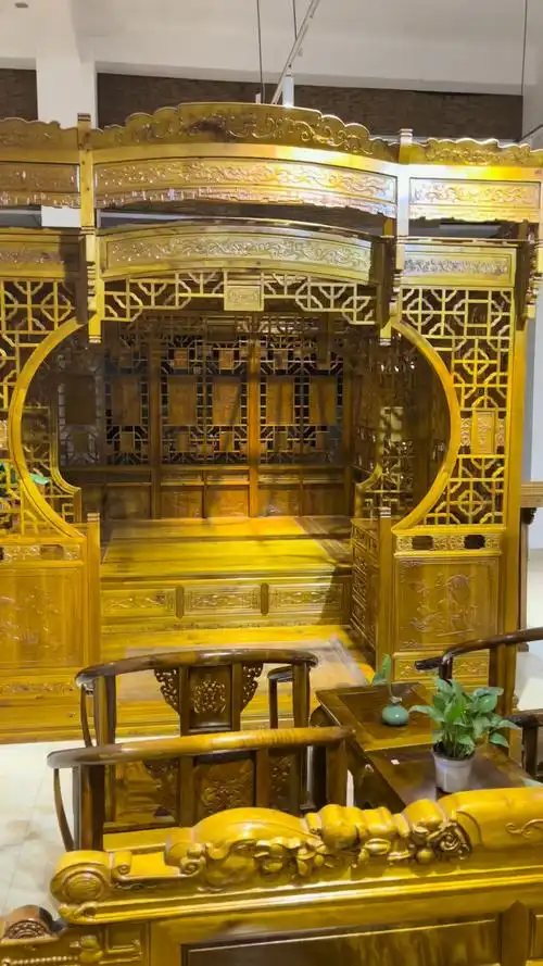 古典红木家具#金丝楠木千工拔步床