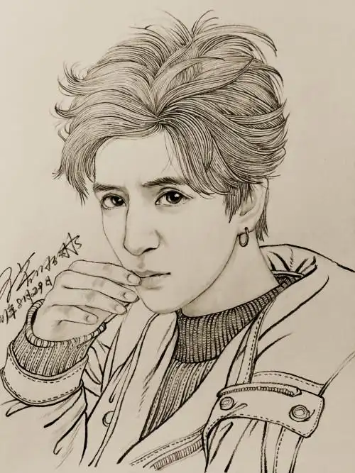 薛之谦线描肖像小男孩张飞