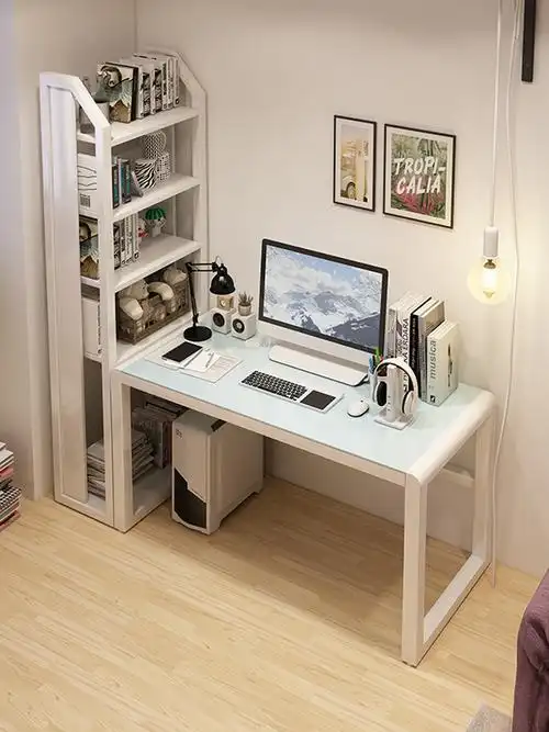 书柜书桌一体整墙工作台家用大人简约现代轻奢电脑桌台式高档书房