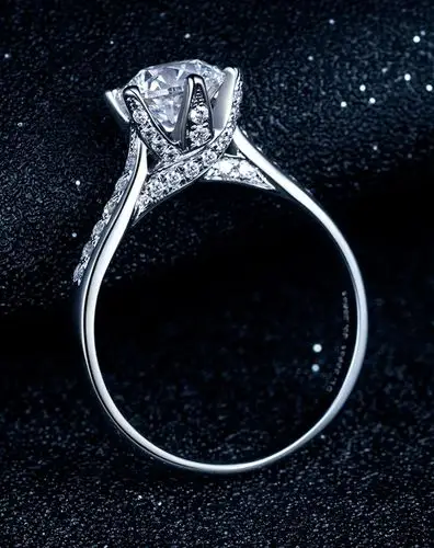 白18k金50分h色钻石女戒指-升级版皇冠六爪