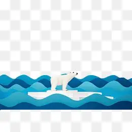 手绘扁平浮冰北极熊