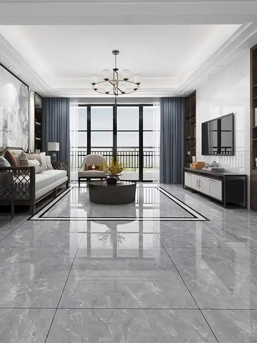 佛山新款现代简约灰色连纹地板砖客厅地砖800x800通体大理石瓷砖
