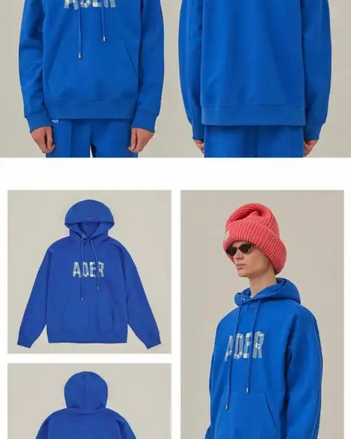 潮牌adererror秋冬情侣款折纸字母印花男女同款卫衣连帽衫的潮蓝色加