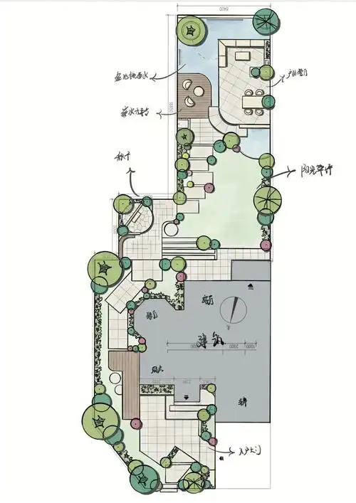 370方现代庭院设计平面意向分享