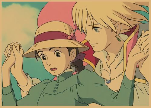 宫崎骏动漫海报日本动画龙猫千与千寻复古牛皮纸装饰现代装饰画