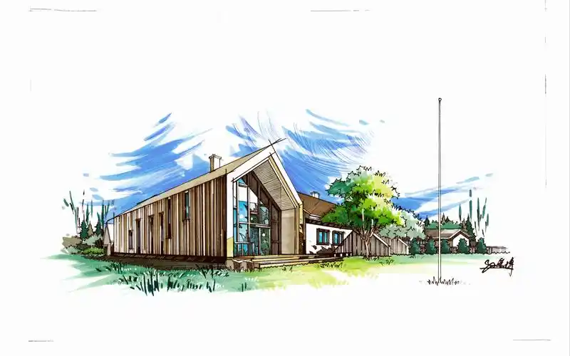 建筑手绘建筑立面图马克笔上色表现1229建筑立面图钢笔画建筑马克笔