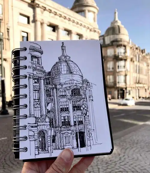 城市速写者建筑景观速写绘画