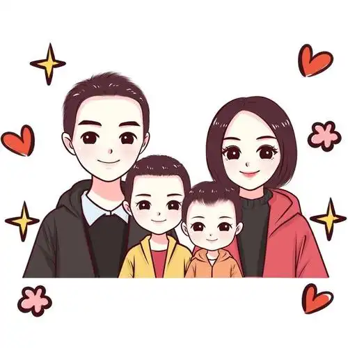 亲子漫画头像,温馨幸福的画面,看着就很美好