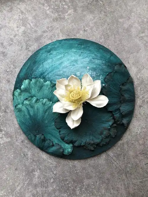 荷花刮刀画刮刀花