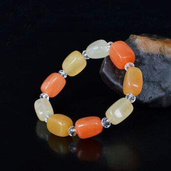 温鸿金丝玉手链男女款玉石戈壁玉方形七彩玉手串礼品 玉手串礼品 玉