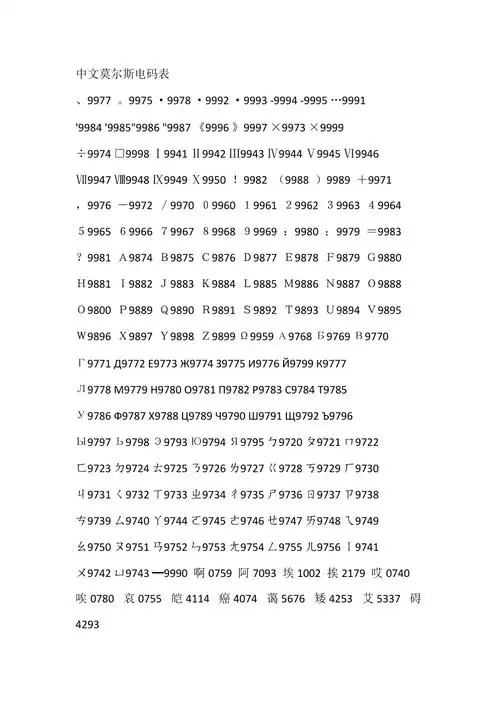 中文莫尔斯电码表