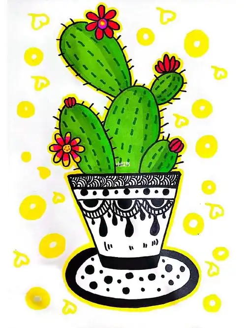 儿童画仙人掌
