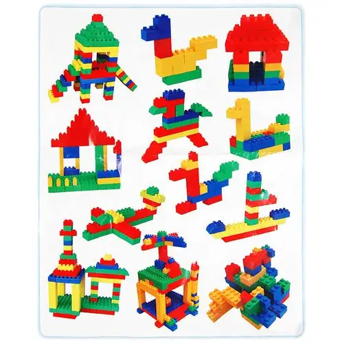 350g方块式积木 塑料拼插建筑积木 拼装积木儿童益智玩具批发