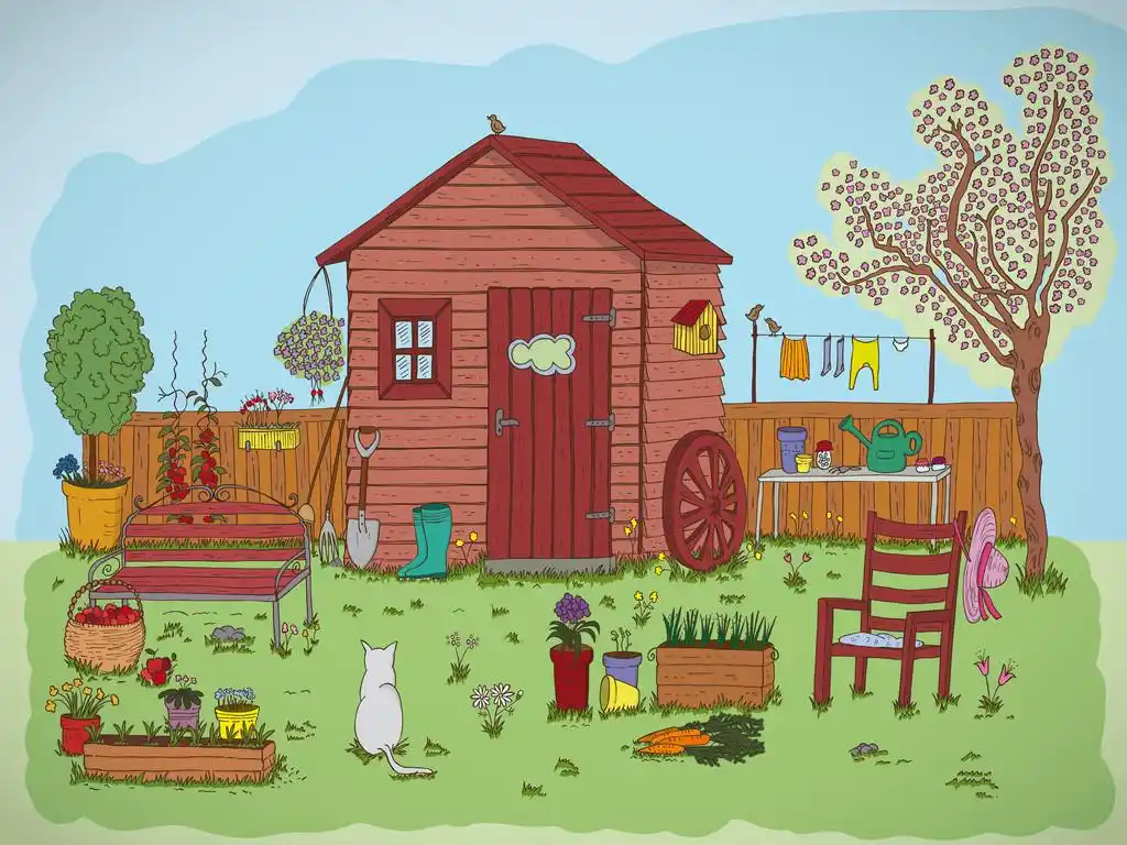 一个美丽的花园的插图