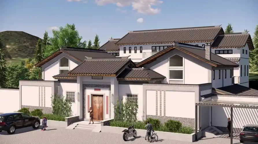 新中式现代四合院民宿及住宅设计案例新民居鲁工出品