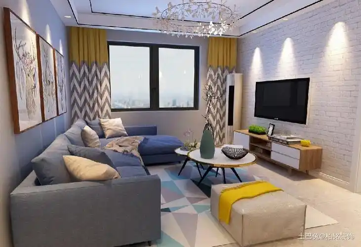 84平方现代简约三居室客厅客厅现代简约84m²三居设计图片赏析--土