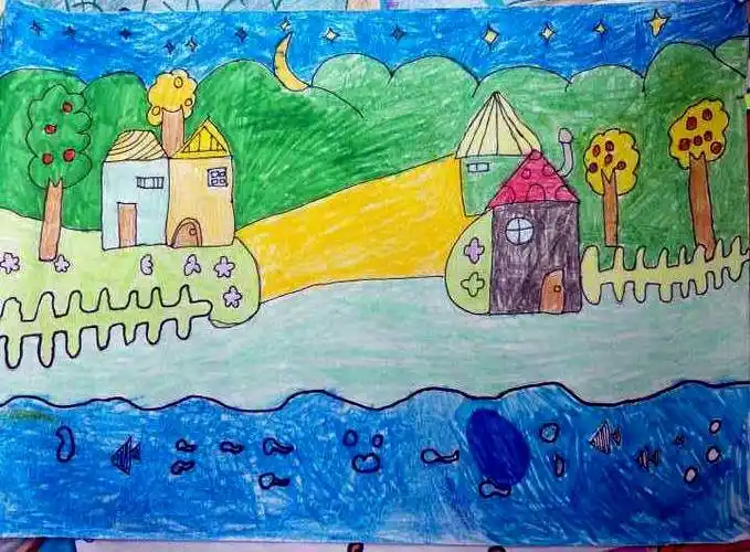 我看家乡新变化★阎小儿童想象画社团作品集