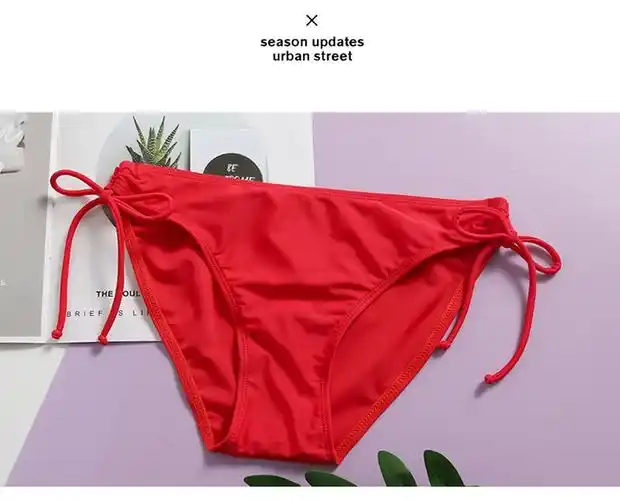 品牌比基尼三角内裤女泳裤单独系带可调节搭沙滩游泳性感黑色百搭打底