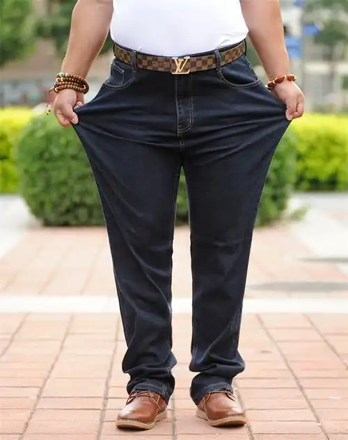 加肥加大码牛仔裤男弹力胖子高腰宽松休闲直筒牛仔裤男时尚肥佬夏