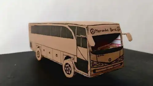 教你如何用旧纸箱制作梅赛德斯奔驰大巴车玩具新年手工礼