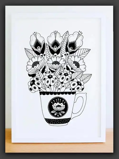 黑白画装饰画技法(创意黑白画意一组唯美的绘画线描装饰画欣赏)(8)