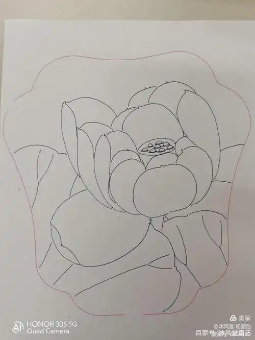 【工笔画教程】大红荷花团扇绘制画法详细步骤