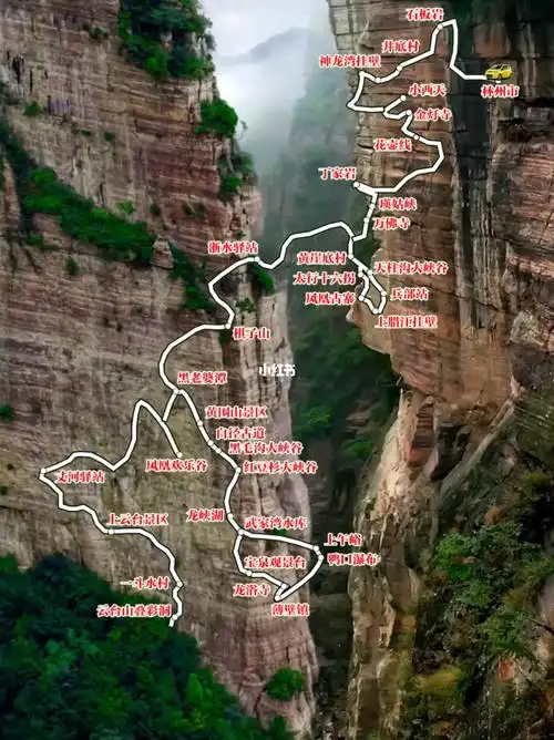 太行山挂壁公路自驾线路图自驾游太行山自驾游