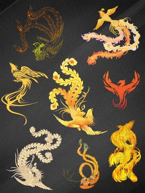 素材库国风鎏金凤凰海报设计免抠素材