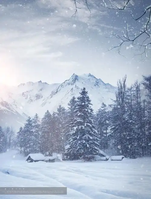 冬季雪景背景图片psd素材合集