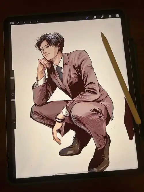 漫画练习西装少年插画