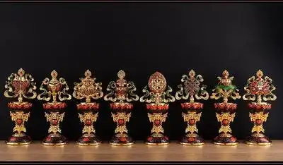 藏传密宗法器八吉祥摆件吉祥八宝m摆件佛具八瑞相佛堂佛教用品