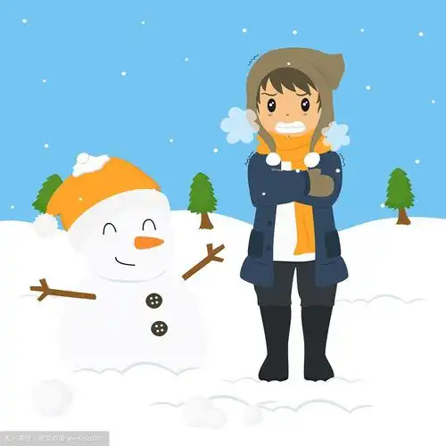 冰冻男孩在冬天寒冷,卡通向量