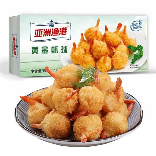 亚洲渔港黄金虾球 冷冻裹粉虾球 油炸海鲜半成品小吃 140g10只