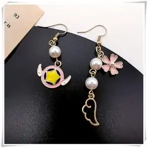 百变魔法小樱卡通蚊香盘耳夹珍珠少女耳坠日韩甜美耳环包邮圆形女