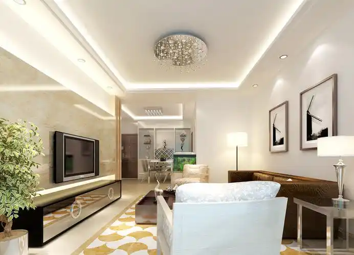 小户型现代简易家居客厅石膏板吊顶大全_装修123效果图