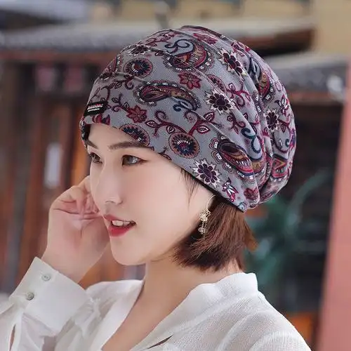 帽子子女春夏超薄薄冰头巾空调光头月子化疗帽子