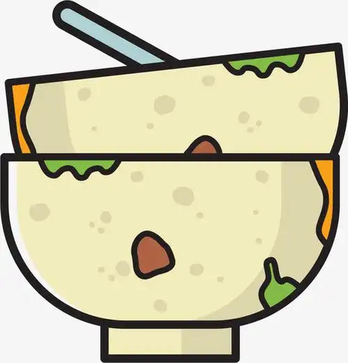 两个矢量卡通餐具碗