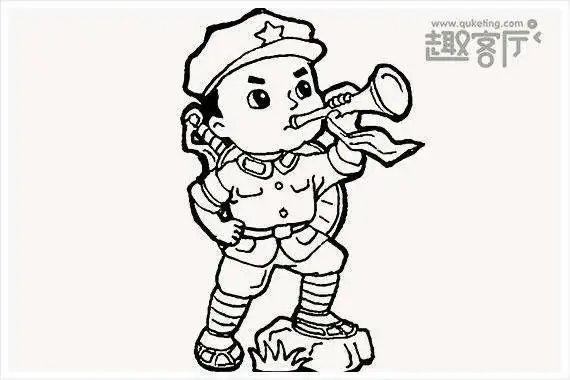 个在吹冲锋号表情严肃的八路军简笔画吹冲锋号的小红军简笔画新闻频道
