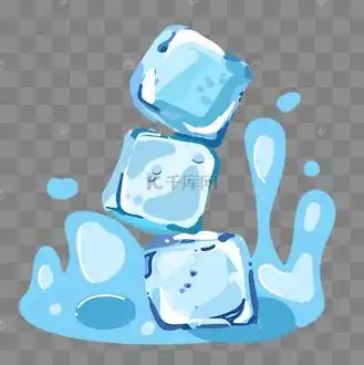 落水的蓝色冰块插画