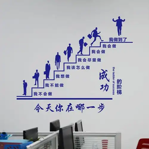 公司企业办公室励志墙贴职场会议室布置装饰成功的阶梯标语贴纸