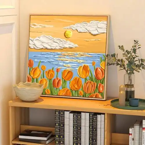 落日余晖丙烯画diy数字油画