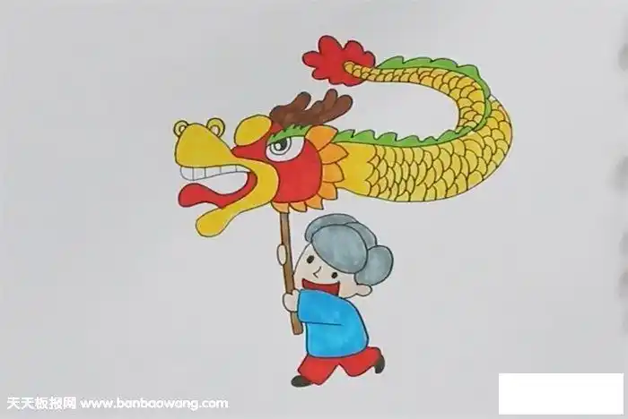 传统习俗简笔画舞龙简笔画舞龙灯怎样画龙灯简笔画彩色幼儿简笔画龙灯