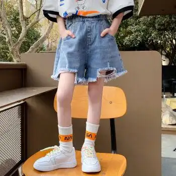 唐思贝雅女大童裤子夏款儿童牛仔短裤外穿夏天女孩子12一15岁薄款运动