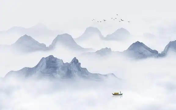 新中式水墨山水画图片